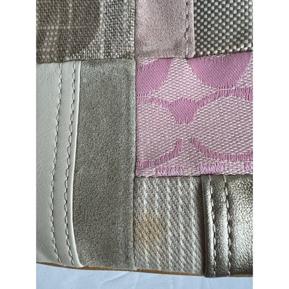 Coach Pink and Tan Patchwork Signature Jacquard Crossbody Strap Bag - Picture 11 of 11